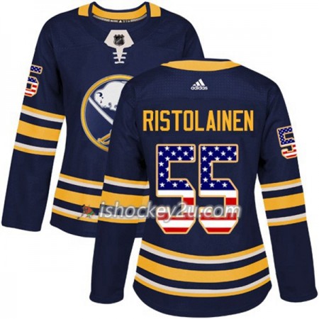 Dame NHL Buffalo Sabres Trøje Rasmus Ristolainen 55 Adidas 2017-2018 Marine Blå USA Flag Fashion Authentic
